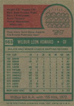 1975 Topps #563 Wilbur Howard Back