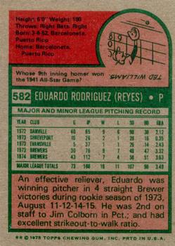 1975 Topps #582 Eduardo Rodriguez Back