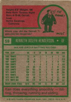 1975 Topps #59 Ken Henderson Back