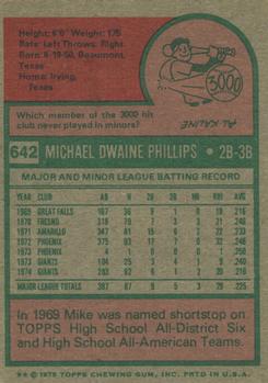 1975 Topps #642 Mike Phillips Back