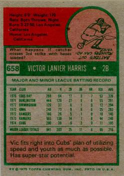 1975 Topps #658 Vic Harris Back