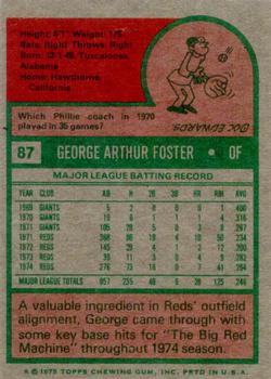 1975 Topps #87 George Foster Back