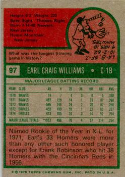 1975 Topps #97 Earl Williams Back