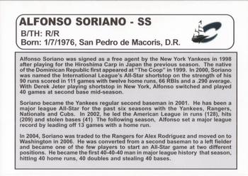 2008 Salute to Columbus Eras #NNO Alfonso Soriano Back