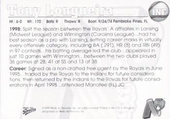 1999 Multi-Ad Newark Bears #11 Tony Longueira Back