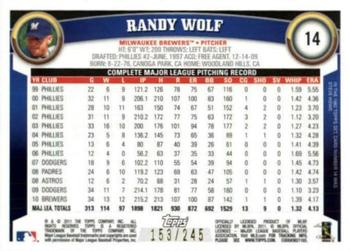 2011 Topps - Red Border #14 Randy Wolf Back