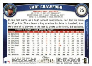 2011 Topps - Red Border #25 Carl Crawford Back