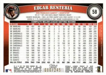 2011 Topps - Red Border #58 Edgar Renteria Back