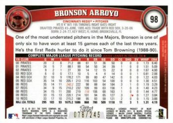 2011 Topps - Red Border #98 Bronson Arroyo Back