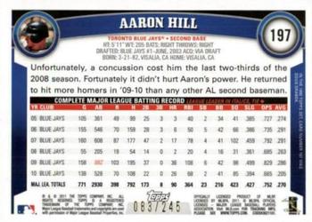 2011 Topps - Red Border #197 Aaron Hill Back