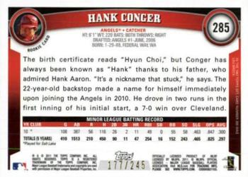 2011 Topps - Red Border #285 Hank Conger Back