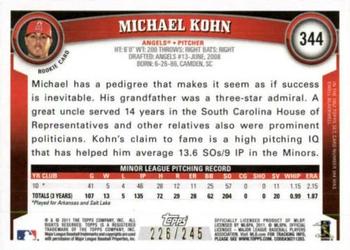 2011 Topps - Red Border #344 Michael Kohn Back
