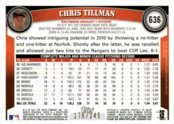 2011 Topps - Red Border #636 Chris Tillman Back