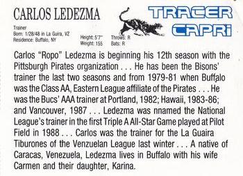 1990 Buffalo Bisons #NNO Carlos Ledezma Back
