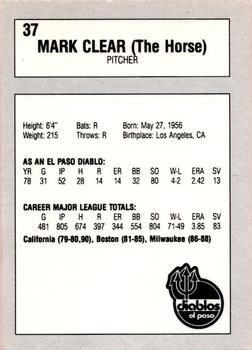 1990 El Paso Diablos All-Time Greats #37 Mark Clear Back