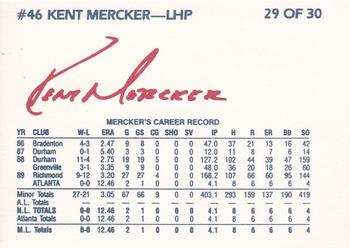 1990 Richmond Braves #29 Kent Mercker Back