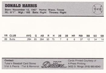 1990 Tulsa Drillers #10 Donald Harris Back