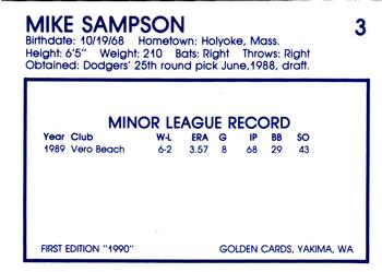 1990 Yakima Bears #3 Mike Sampson Back