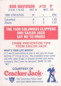 1990 Columbus Clippers Police #10 Bobby Davidson Back
