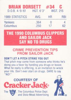 1990 Columbus Clippers Police #18 Brian Dorsett Back