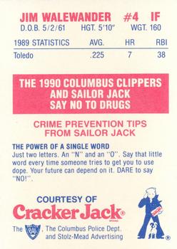 1990 Columbus Clippers Police #21 Jim Walewander Back