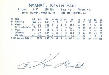 1990 Columbus Clippers #28 Kevin Mmahat Back