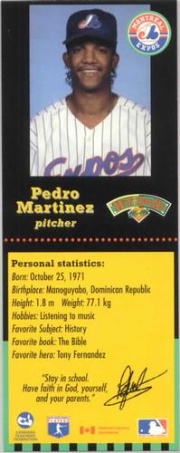 1995-96 Hit the Books Montreal Expos Bookmarks #NNO Pedro Martinez Front