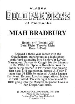 1988 Alaska Goldpanners #NNO Miah Bradbury Back