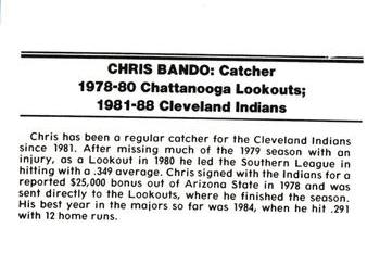 1988 Chattanooga Lookouts Legends #1 Chris Bando Back