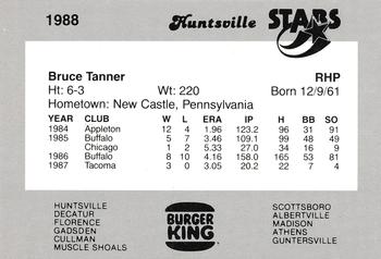 1988 Burger King Huntsville Stars #NNO Bruce Tanner Back
