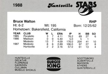 1988 Burger King Huntsville Stars #NNO Bruce Walton Back