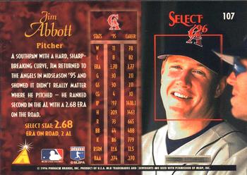 1996 Select #107 Jim Abbott Back