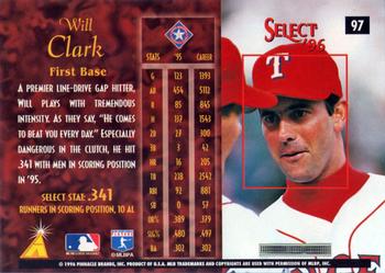 1996 Select #97 Will Clark Back