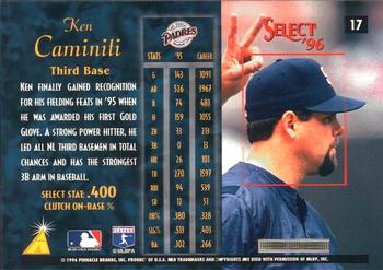 1996 Select #17 Ken Caminiti Back