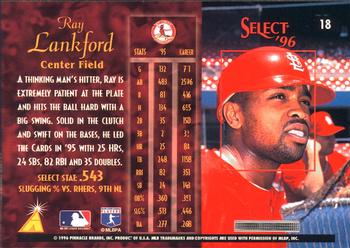 1996 Select #18 Ray Lankford Back