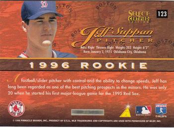 1996 Select Certified #123 Jeff Suppan Back