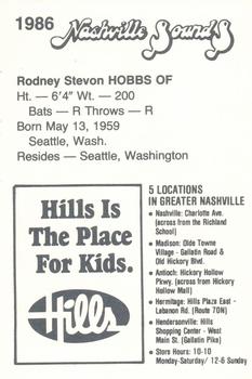 1986 Nashville Sounds #NNO Rodney Hobbs Back