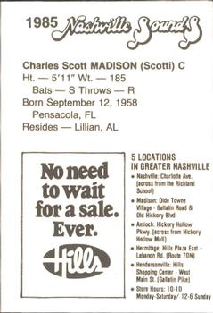 1985 Hills Nashville Sounds #NNO Scotti Madison Back
