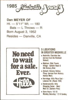 1985 Hills Nashville Sounds #NNO Dan Meyer Back