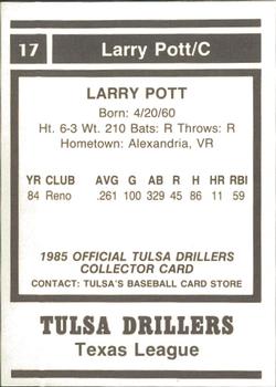 1985 Tulsa Drillers #NNO Larry Pott Back