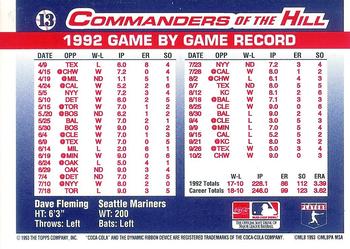 1993 Topps/Coca-Cola Commanders of the Hill #13 Dave Fleming Back