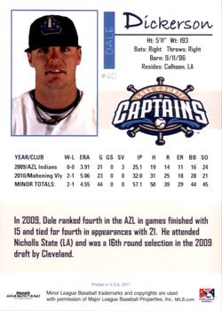 2011 Grandstand Lake County Captains #NNO Dale Dickerson Back