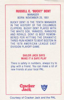 1987 Columbus Clippers Police #6 Bucky Dent Back