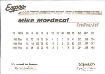 2001 Palm Beach Post Montreal Expos #12 Mike Mordecai Back