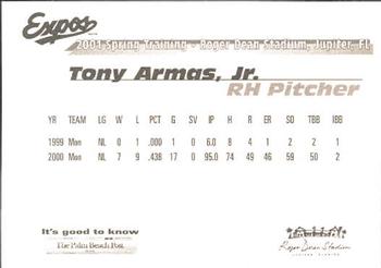 2001 Palm Beach Post Montreal Expos #2 Tony Armas Jr. Back