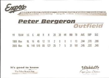 2001 Palm Beach Post Montreal Expos #4 Peter Bergeron Back