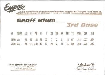 2001 Palm Beach Post Montreal Expos #5 Geoff Blum Back