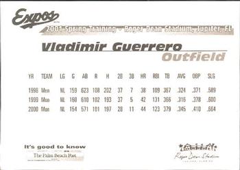 2001 Palm Beach Post Montreal Expos #8 Vladimir Guerrero Back
