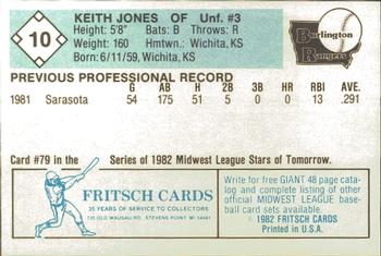 1982 Fritsch Burlington Rangers #10 Keith A. Jones Back