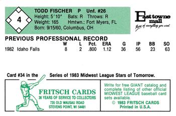 1983 Fritsch Madison Muskies #4 Todd Fischer Back